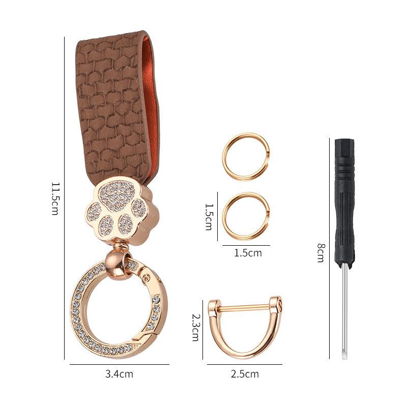 PU Leather Keychain with Cat Paw Design Fashionable Couples Key Ring Accessory Creative Gift Idea for Men Women Car Key Chains