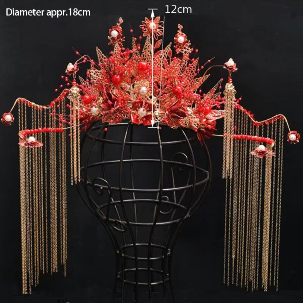 Long Tassels Bridal Headwear Sparkling Phoenix Crown Fashion Crown Hair Clip  Wedding