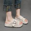Fashion 5CM Weave Sheepskin Leather Shoes Hollow Mary Jane Loafer Slippers Platform Wedge Flats Peep Toe Women Breathable Sandals Summer