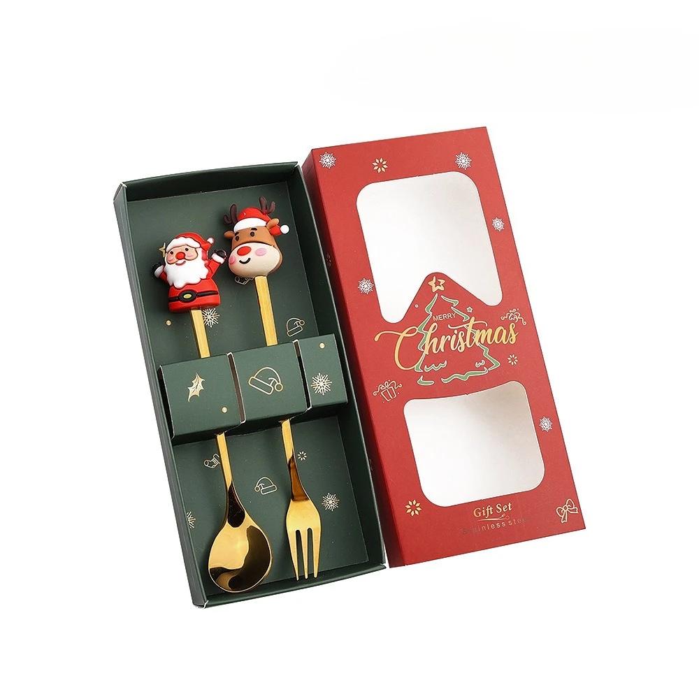 Christmas Spoon Sets Festive Santa Claus Figurine Dessert Spoons Reusable Decorative Tableware Sets Novelty Party Gift Supplies