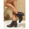British Style Lace-up Mid-heel Boots 2025 Winter New Thick-heeled Large Size Pointed Martin Boots for Women