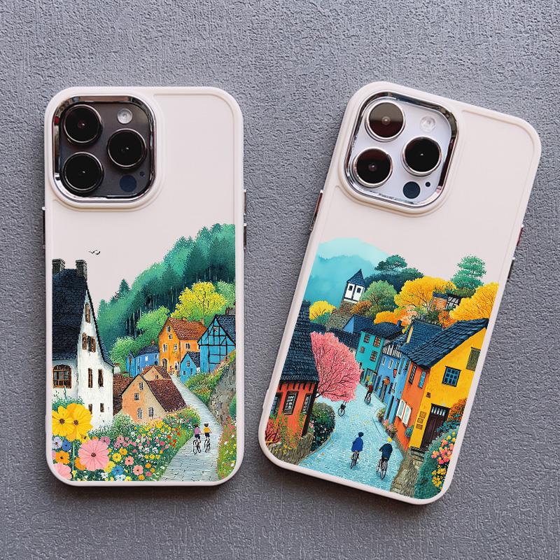 Picturesque Landscape Town Silicone Phone Case For iPhone 16 15 14 Pro Max Plus 11 12 13 Pro Max 7 8 Plus SE2 XS X XR Back Cover
