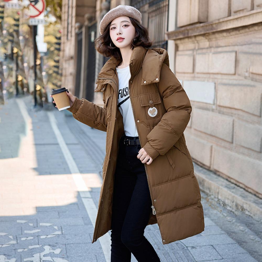 

Новая приталенная одежда средней длины из хлопка с пухом, модная куртка большого размера с капюшоном, утолщенная хлопковая одежда, одежда-хлеб XXL кофейный