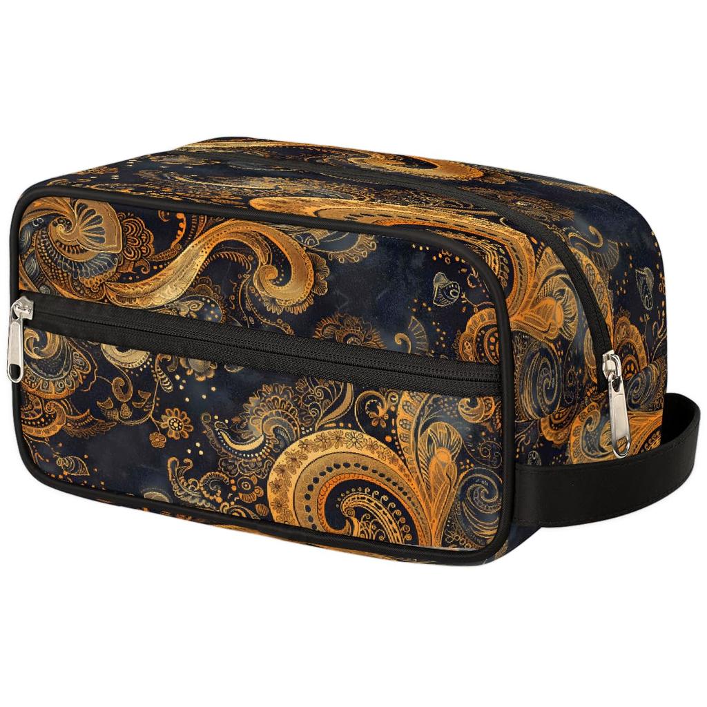 Bohemian Pattern All Over Print Makeup Bag Durable Polyester Multi Pocket Pouch for Travel Cosmetic and Stationery Use