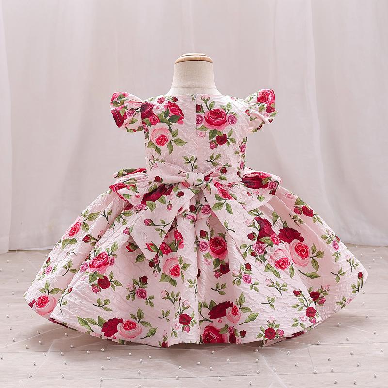 Girls' Dress High-end Printed Children's Dress New Princess Dress Flower Printed Party Dress Elegant Birthday Party Dress