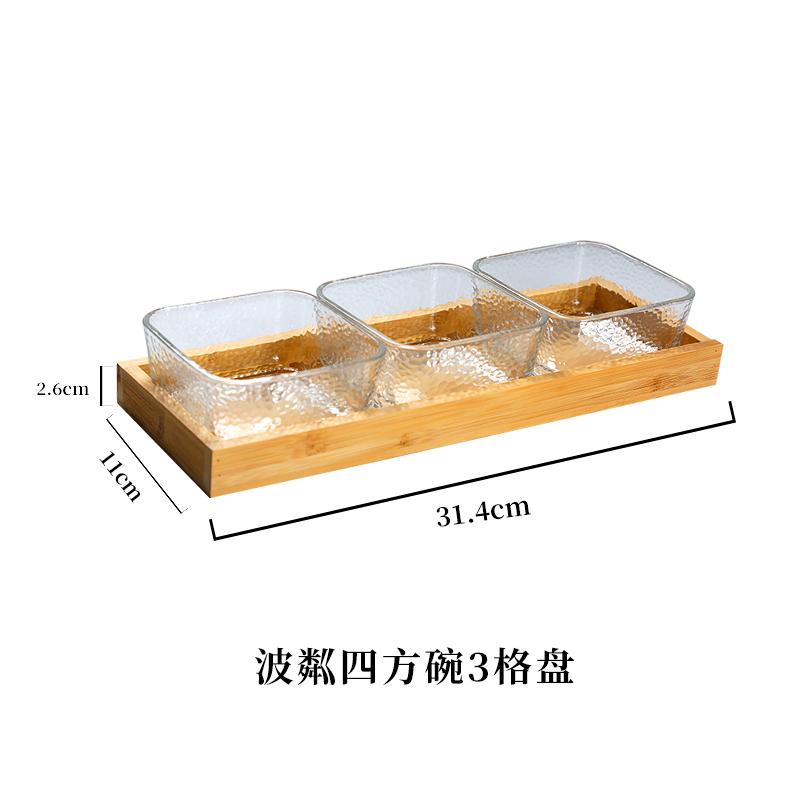 

Легкая роскошная разделенная тарелка для сухофруктов, стеклянная домашняя тарелка для фруктов, поднос из бамбукового дерева, квадратная тарелка, коробка для конфет