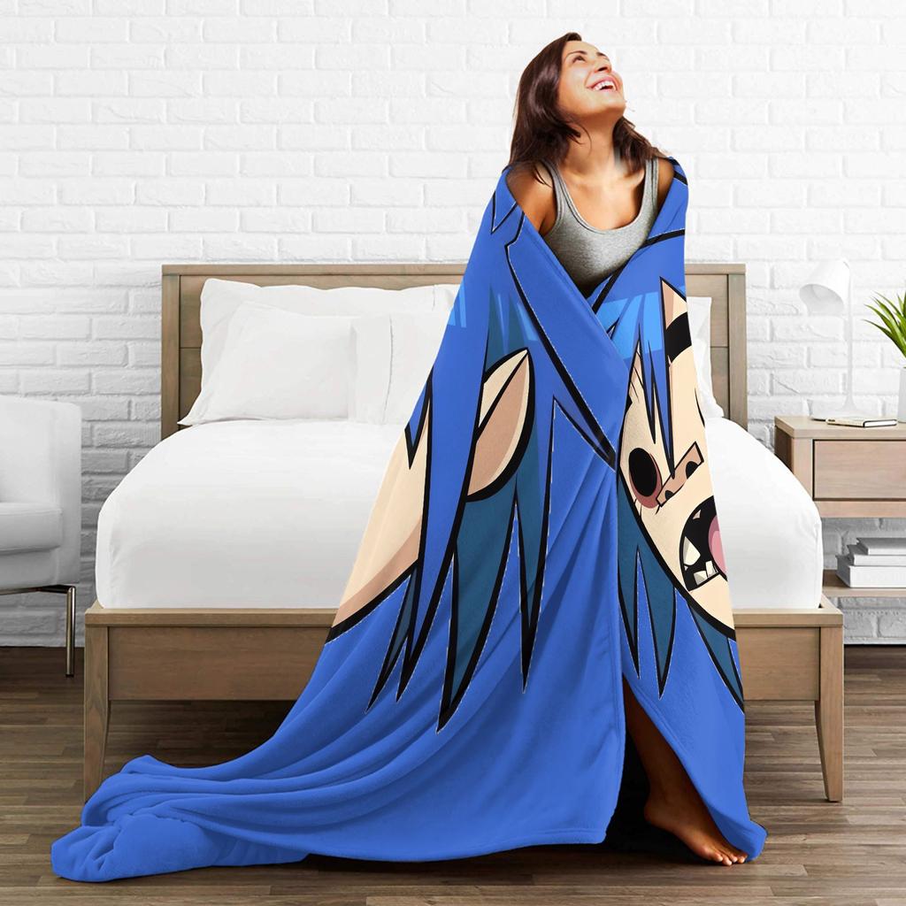 Gorillazs Punk Rock Blanket Super Warm Aesthetic Plush Throw Blanket For Couch Chair Sofa Bed Travel Flannel Bedspread Bed Cover