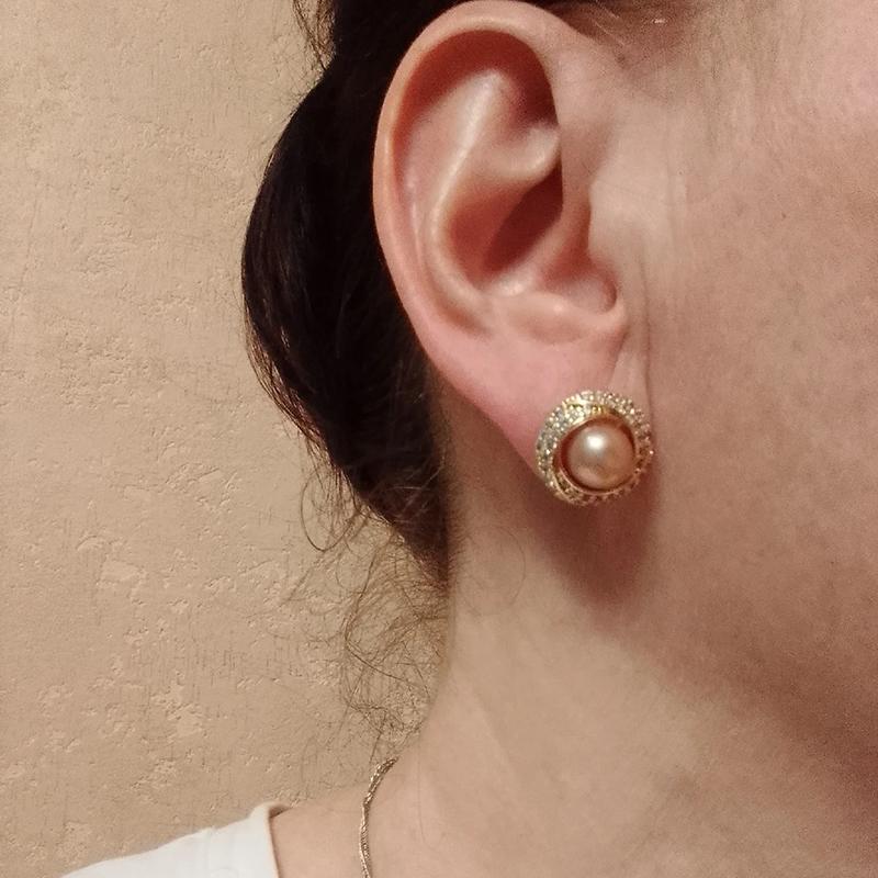 New Natural Freshwater Pearl Earrings For Woman,Flat 18k Gold Palted Pearl Earrings Wife Anniversary Gift White Pink Black