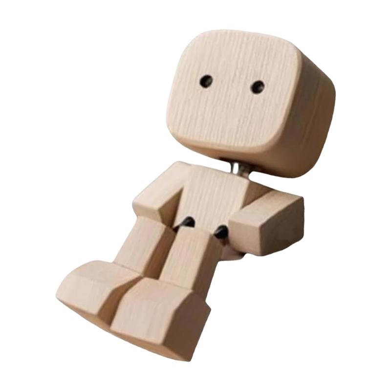 Zappelnde Füße Holzmann Figur Auto Innenraum Kleine Desktop-Ornamente Lustige Holzfigur mit schwingenden Beinen Geschenke für Zuhause