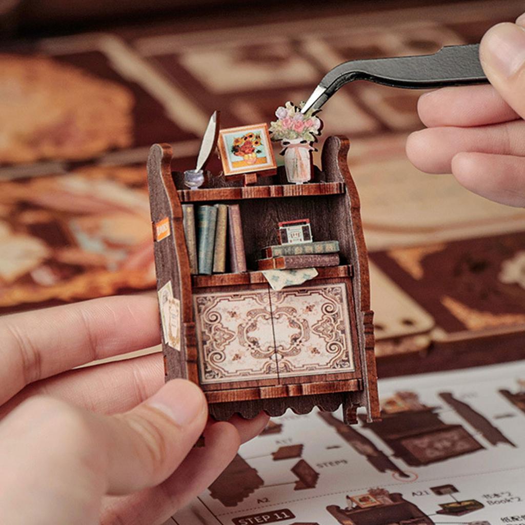 Creative 3D Wooden Bookstore Model Kits For Adult Teens Touch Control Lighting Decorative Desk Ornament Craft Gift