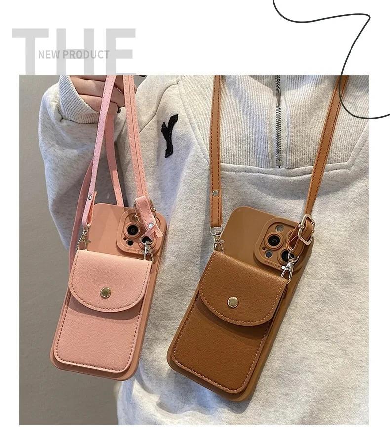 Wallet Leather Crossbody Neckband Lanyard Phone Case forXiaomi Redmi 14 10 13 12 Pro POCO F4 F5 Luxury Card Holder Cover