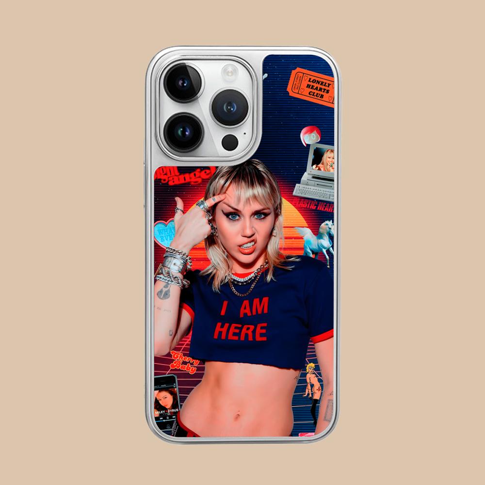 Miley Cyrus Handyhülle für iPhone 17 16 15 14 13 12 11 Air Pro Max Plus Versilbert Bunte Hülle Luxuriöse Hübsche Hülle