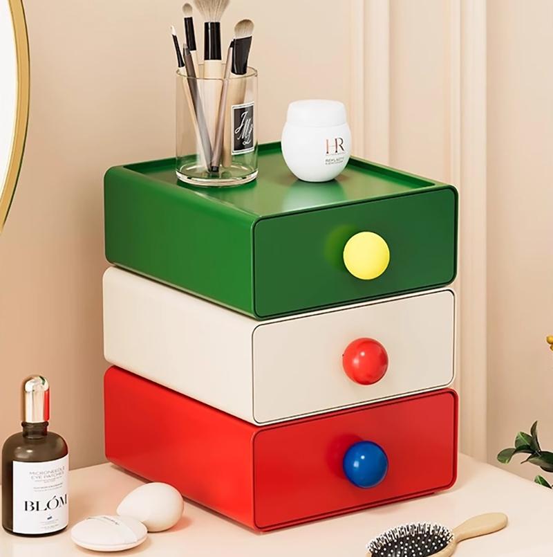 1Pcs Dopamine Desktop Drawer Storage Box Stacked Dust-proof Desk Storage Rack for Stationery Cosmetics Sundry Items Organizer