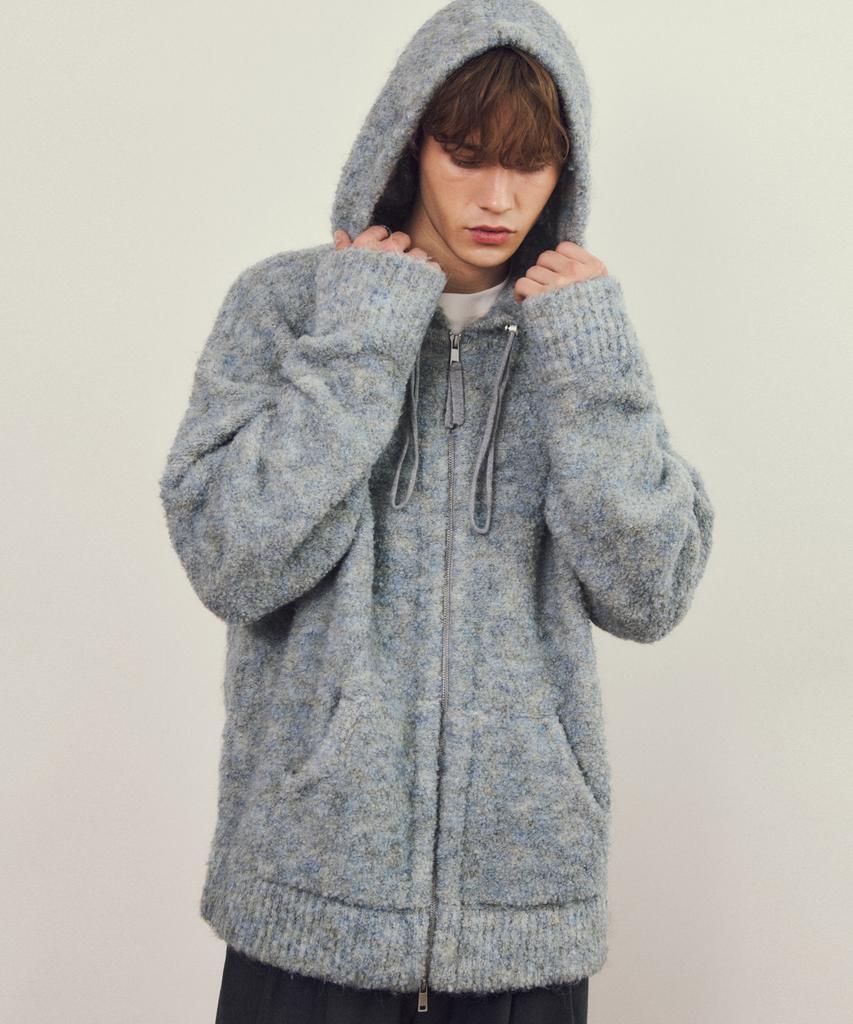 Wednesday Oasis Always Boucle Mix Wool Knit Zip-Up Hoodie 3 Colors