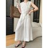 Sinan, high-intelligence wear, Tencel linen old money wind strap waist vest casual pants set SN9111
