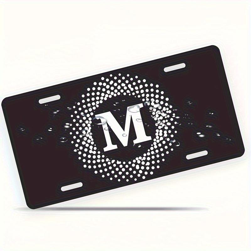 

Vintage Minimalist Monogram Letter M Polka Dot Circle License Plate D Flat Aluminum Tin Sign Wall Art Decor for Garage Bar Man 15x30cm(5.9x7.8inch)