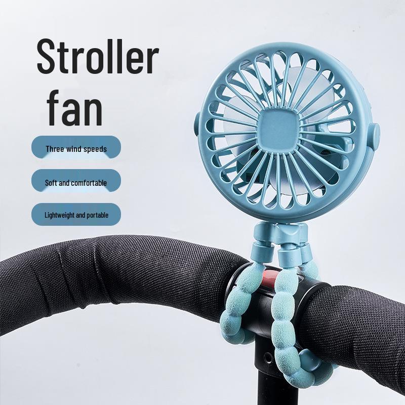 Portable Rechargeable Stroller Mini Fan & Phone Holder with Silent Anti-Pinch Design & High Air Volume