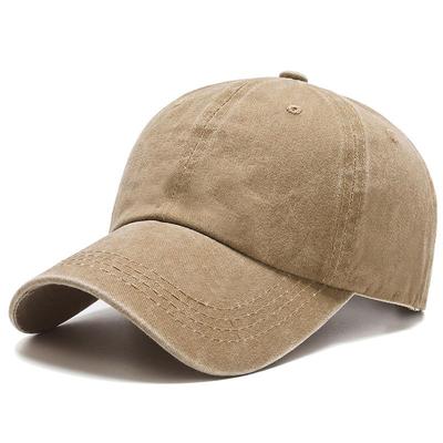 Capprecier Washed Cotton Baseball Cap - Khaki UV Protection Adjustable Unisex