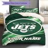 Benutzerdefinierter Name New York Jets Muster Bettwäsche Steppdecke Set Heimdekoration Geschenk (1 Bettbezug + 2 Kissenbezüge (ohne Füllung))