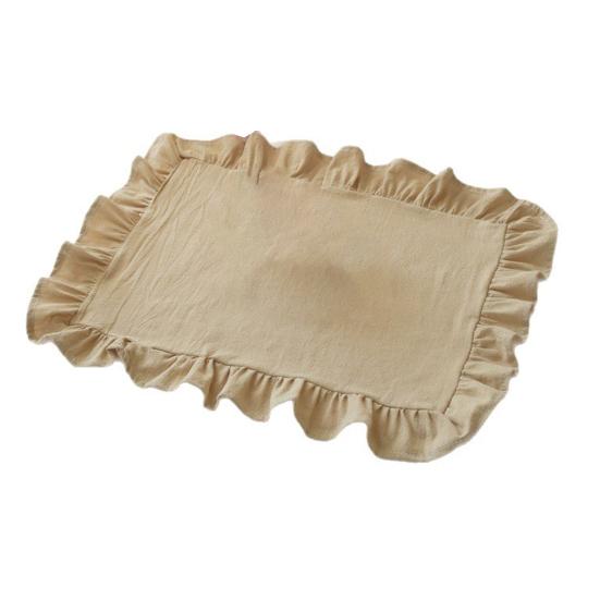 1/2Pcs Kitchen Placemat Square Round Washed Cotton Table Mats with Pleated Edges Heat Resistant Dining Home Kitchen Party Placemats