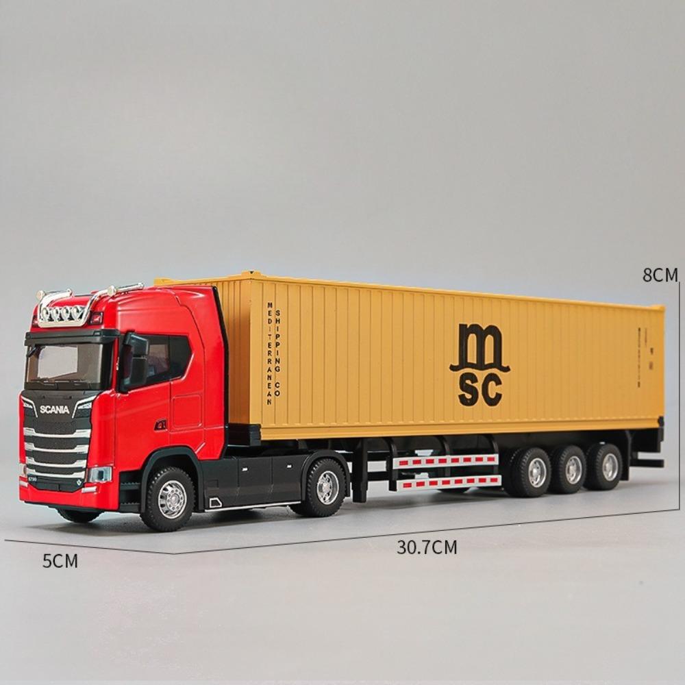1:50 Amerikanischer Anhänger Transportfahrzeug Diecast Legierung Vorderteil Container LKW Modelle Spielzeug Ton Licht Autos für Jungen Weihnachtsgeschenke