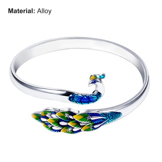 Frauen Armband Bunte Pfau Schmuck Elegante Galvanik Ring Armreif für Hochzeit