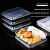 Disposable Black Four-Compartment Lunch Boxes with Lids, 150 Sets