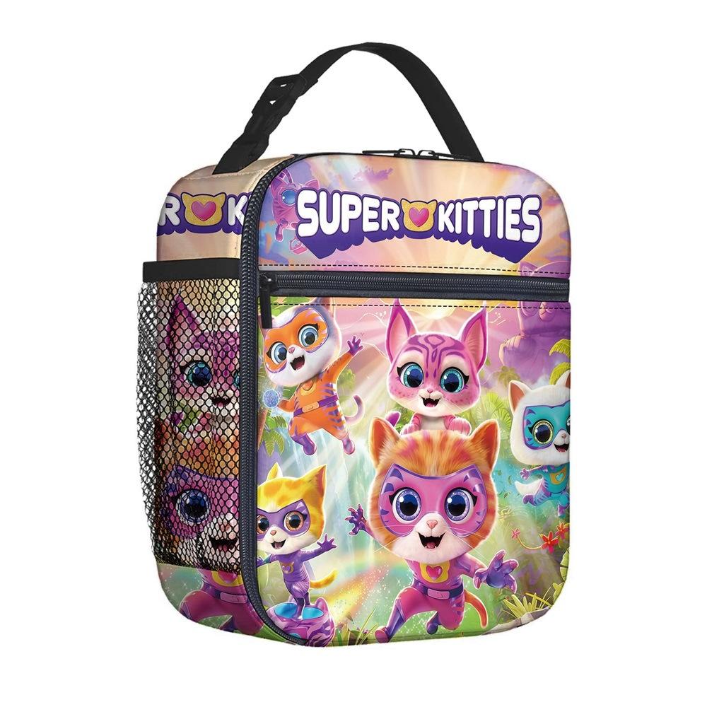 Borsa per Pasto Portatile Borsa Quadrata per Pasto Completamente Stampata Borsa per il Pranzo dei Bambini Borsa per Picnic della Scuola Elementare