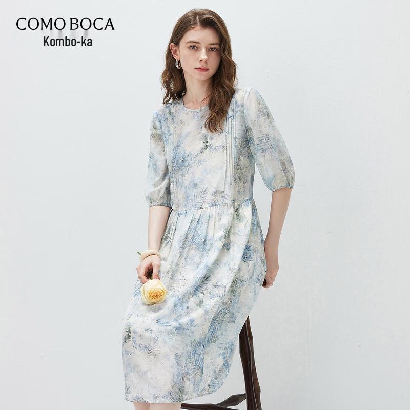 

Kemengboka 2026 Summer Artistic Print Half-Sleeve Midi Dress S