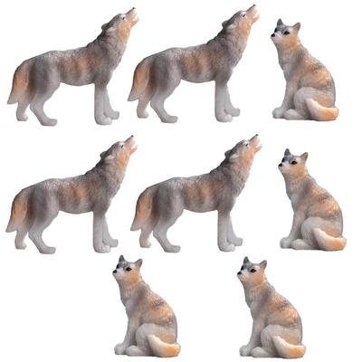 Pinenjoy 6 Tierfiguren, Tierornamente, Miniaturlandschaft, Kleiner Wolf, Dynamischer Wolf, Vielfalt an Kuchendekorationen, Realistische Modelle, DIY