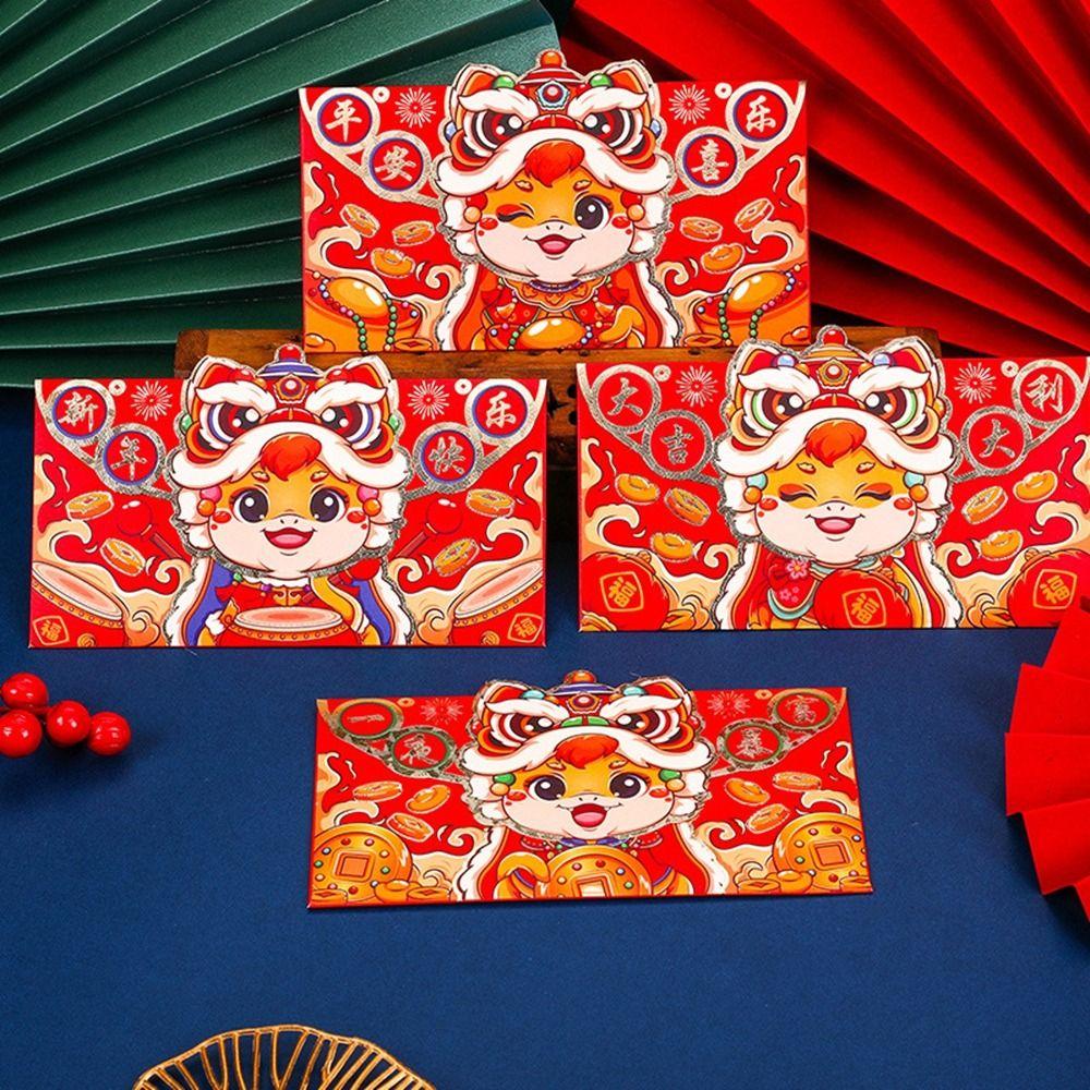 4Pcs Paper New Year Money Pocket Cartoon Lucky Money Bag Cute Hongbao  for Home