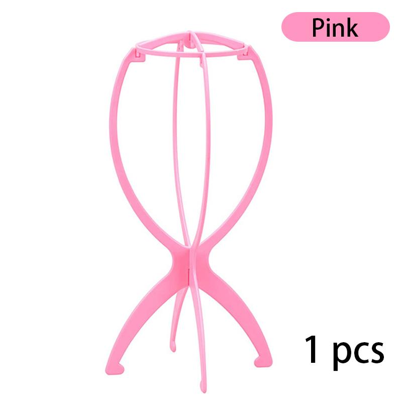 

1Pcs Wig Stand Plastic Hat Display Wig Head Holders 17x36Cm Mannequin Stand Portable Folding Wig Stand Pink Hair Display 2028