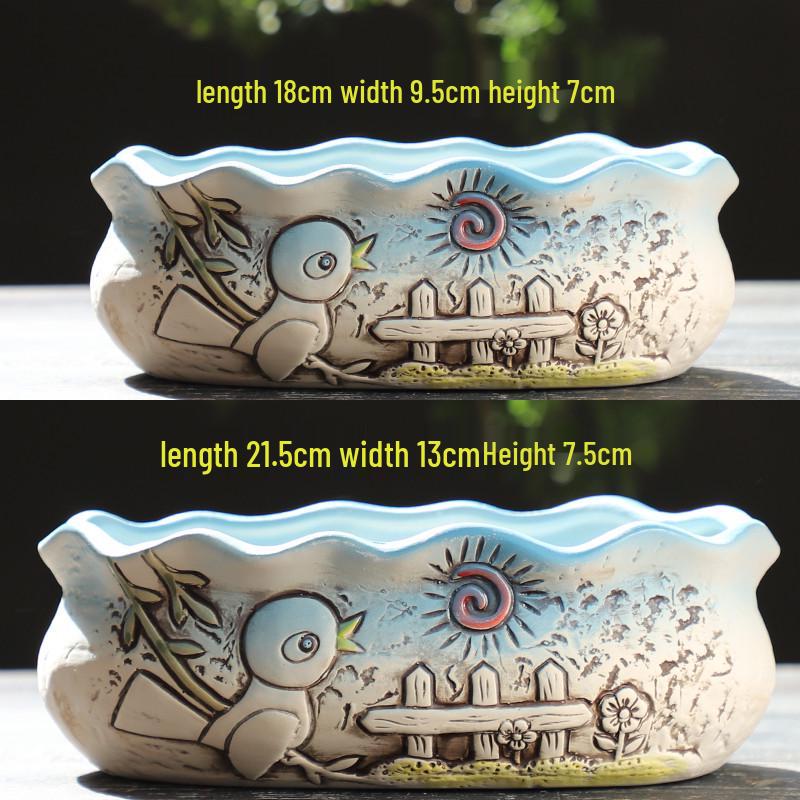 Cartoon Grobkeramik Großer Keramik Sukkulentenübertopf im Bilderbuchstil