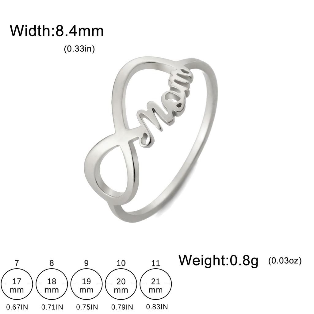Letter Mom Ring Women's Stainless Steel Minimalist Finger Rings Jewelry Mother's Day Gift