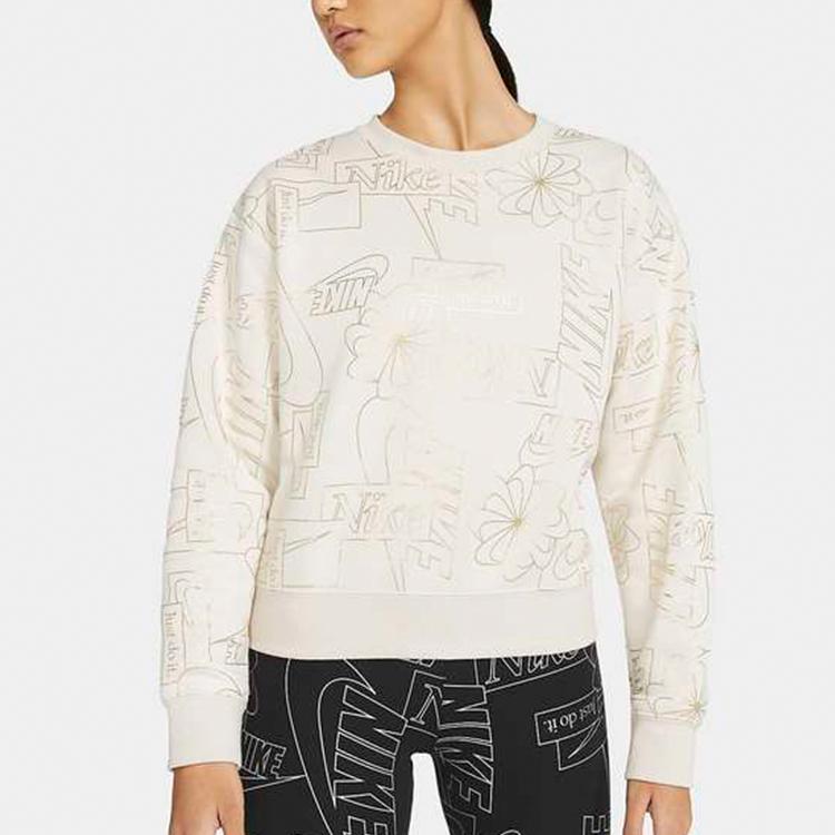 Nike Sportswear Icon Clash Fleece Pullover Sweatshirt Women Tops Cream-White CZ1869-104