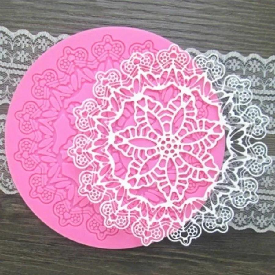 1 Pcs Crown Round Shape Silicone Lace Cake Mold DIY Cake Decorating Mat Household Kitchen Baking Tool Accessories