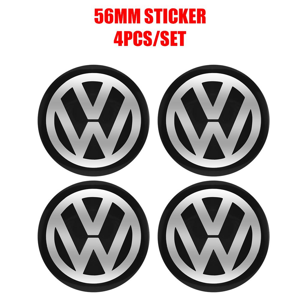 For VW 4PCS Car Wheel Center Hub Caps Sticker 56/60/65mm Badge for Volkswagen VW R GTI Passat Polo Golf 4 5 6 7 Bora MK7 Beetle Tiguan zs3