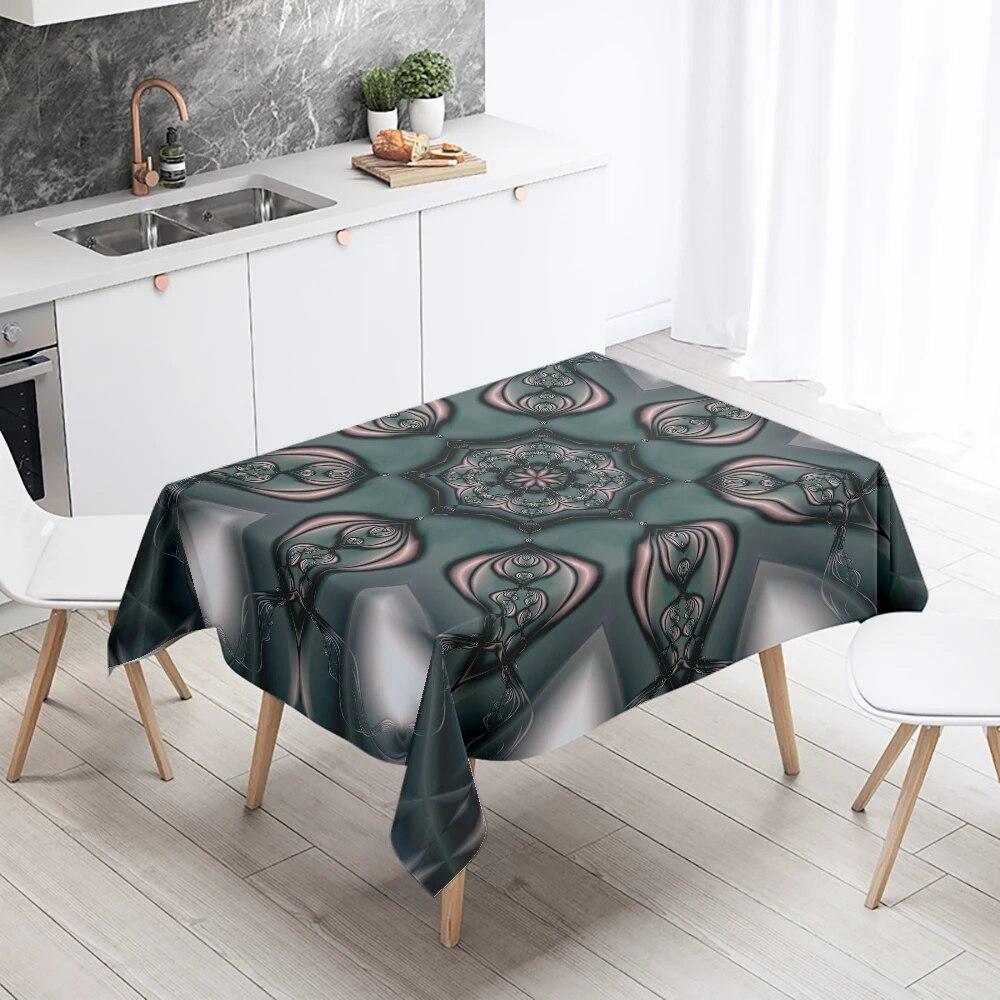 Waterproof Mandala Printed Tablecloth Wedding Party Restaurant Decoration Rectangle  Kitchen Table