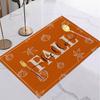 Halloween Fall Autumn Linen Placemat Table Coffee Mat Orange Brown Gnome Pumpkin Maple Leaf Plaid Harvest Happy Decorative