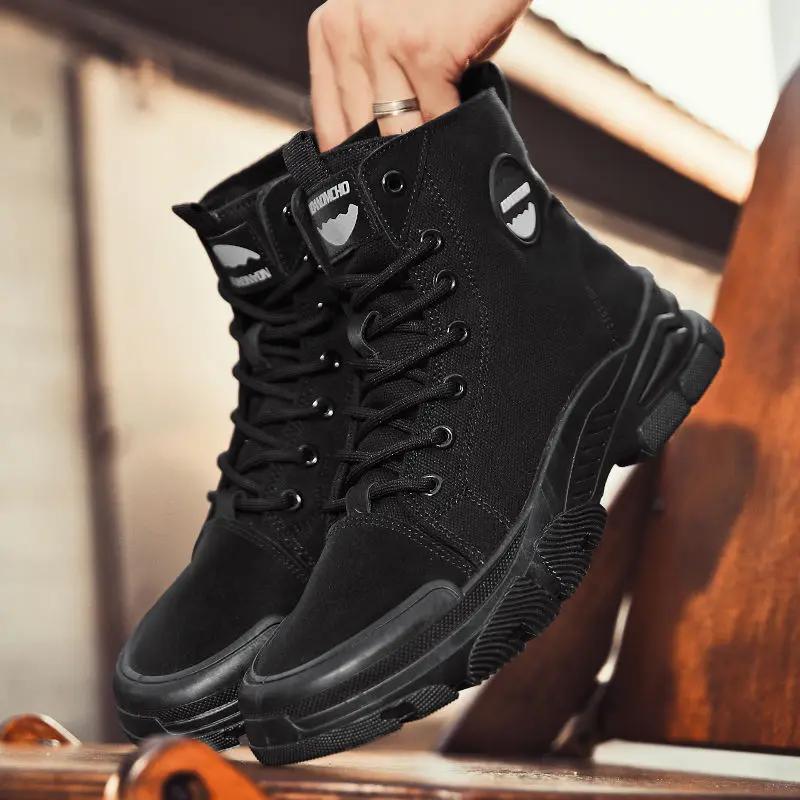 2026 New Arrival Men's Outdoor High Top Canvas Desert Boots Thick Sole Work Shoes Versatile Spring Autumn Fashion Lace Up