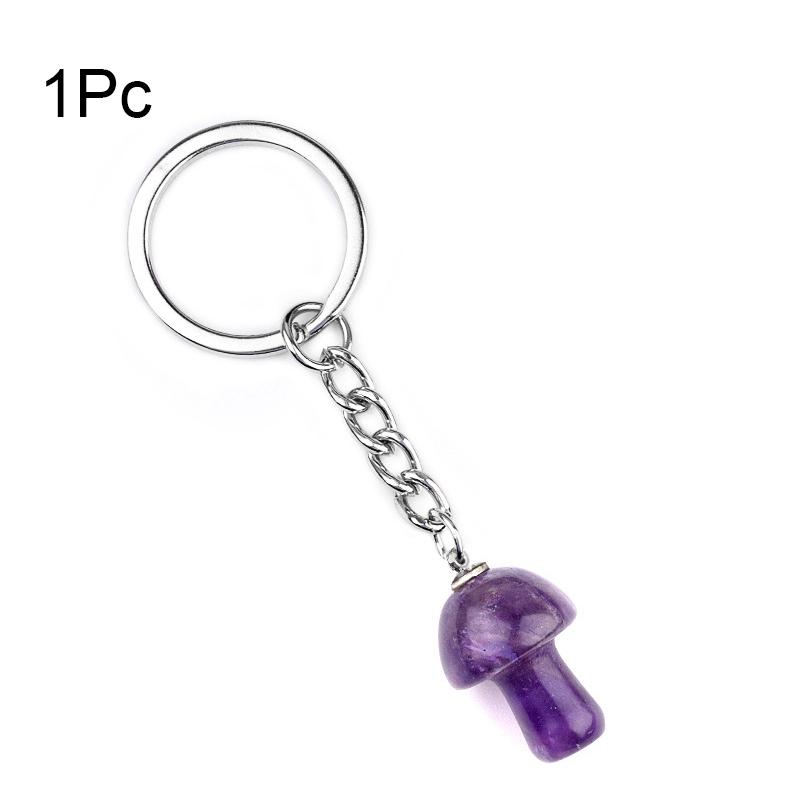 

1Pc/5Pcs Small Mushroom Keychain Agate Key Crystal Keychain Cute Jewelry Keychain Pouch Bag Multicolor