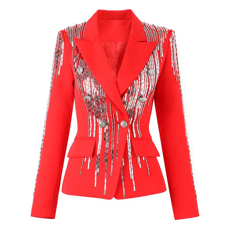 2023 Early Autumn Women's Luxurious Sequin Beaded Blazer – European & American Style