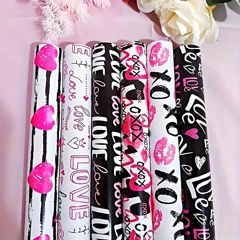 5 Stück Beschichtetes Papier Premium Bastel- & Buchumschlag Einzigartiges Valentinstags Romantisches Liebesmuster Geschenkpapier Partydekorationen