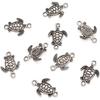 FASHEWELRY 50Pcs Antique Silver Sea Turtle Charm Links 21x14.5mm Tibetan Double Loops Sea Creature Animal Pendant Connectors for Jewelry Making Hole:
