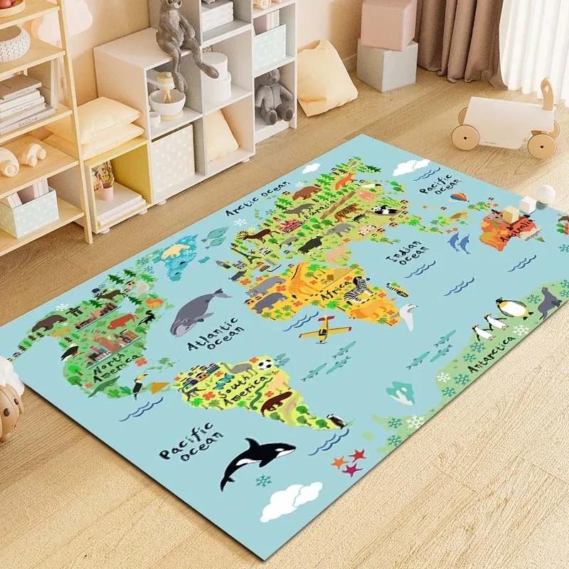 

Cartoon World Map Printing Carpet Rug for Home Living Room Bedroom Sofa Doormat Decor,kids Play Area Rug Non-slip Floor Mat Gift 40x60cm