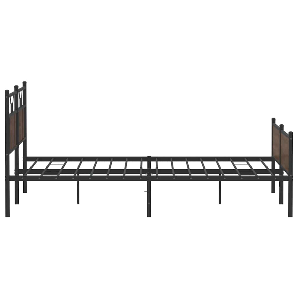 Metal Bed without Mattress Brown Oak Look 160x200 cm