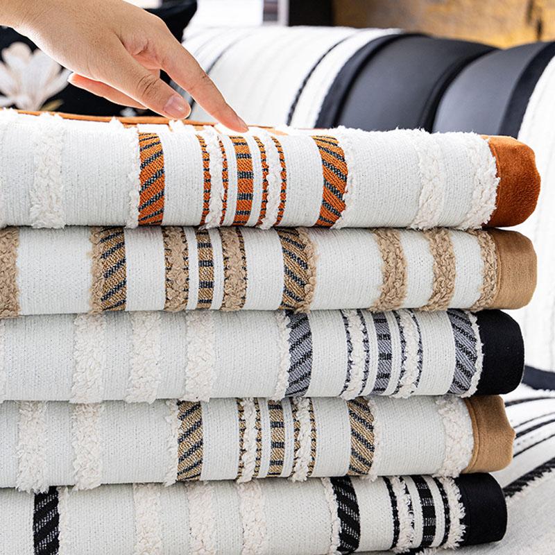 High-End Chenille Striped Jacquard Sofa Cushion Nordic Armless Non-Slip Couch Cover for Four Seasons Cozy Anti-Dirt Dust Cover