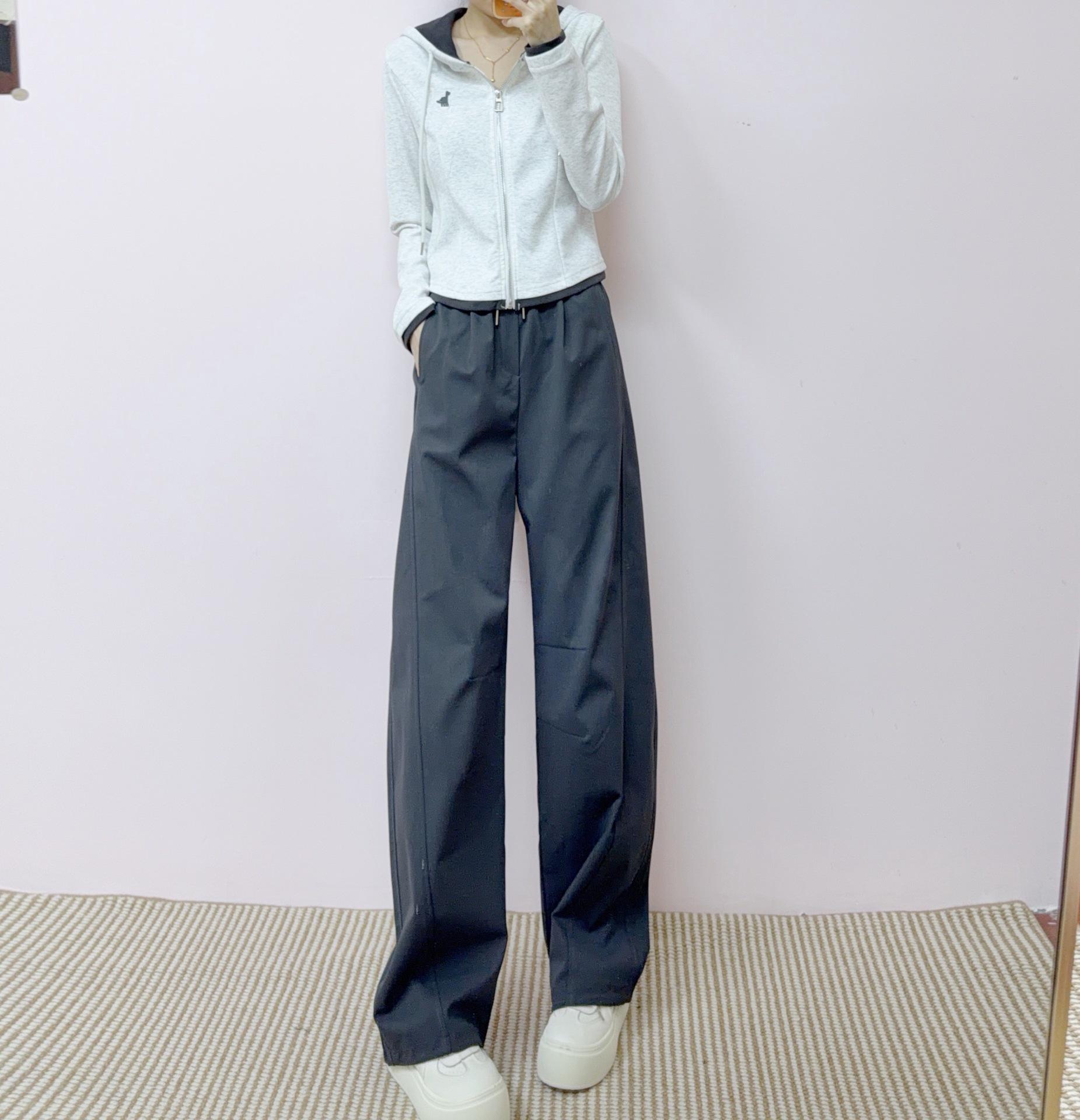 

Spring/Autumn 2026 Casual Hooded Jacket + Wide-Leg Pants Two-Piece Set A05 L (56-63 kg) бежевий