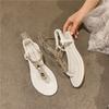 Fashion Beach shoes, rhinelette sandals, a new trendy style for women in 2025, featuring toe clippers and Bohemian skirts