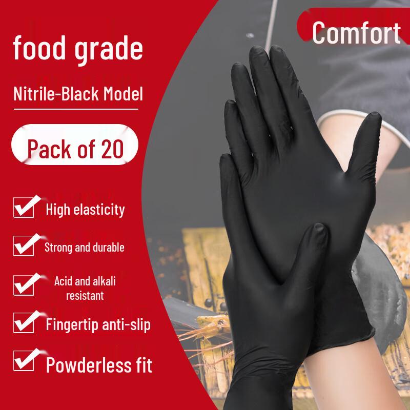 INTCO Disposable Black Nitrile Gloves